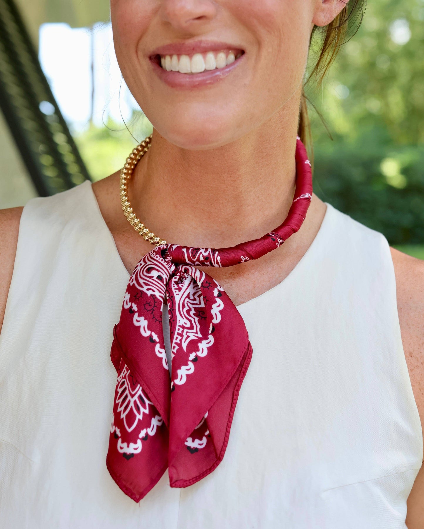 Laya Beaded Scarf Collar Necklace in Burgundy