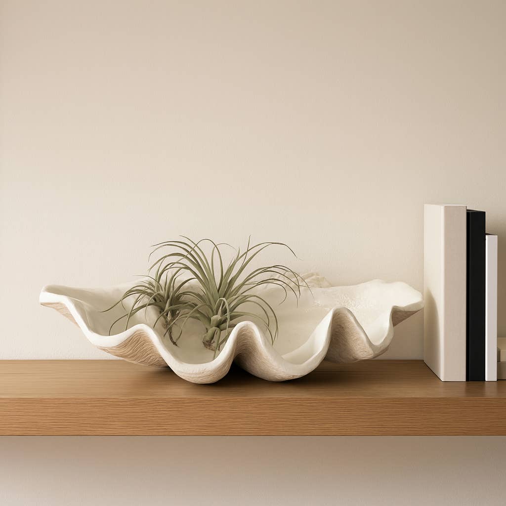 Ivory Polyresin Pearlized Clam Shell - 25 in.