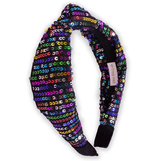 Girl's Black Rainbow Sequin Headband