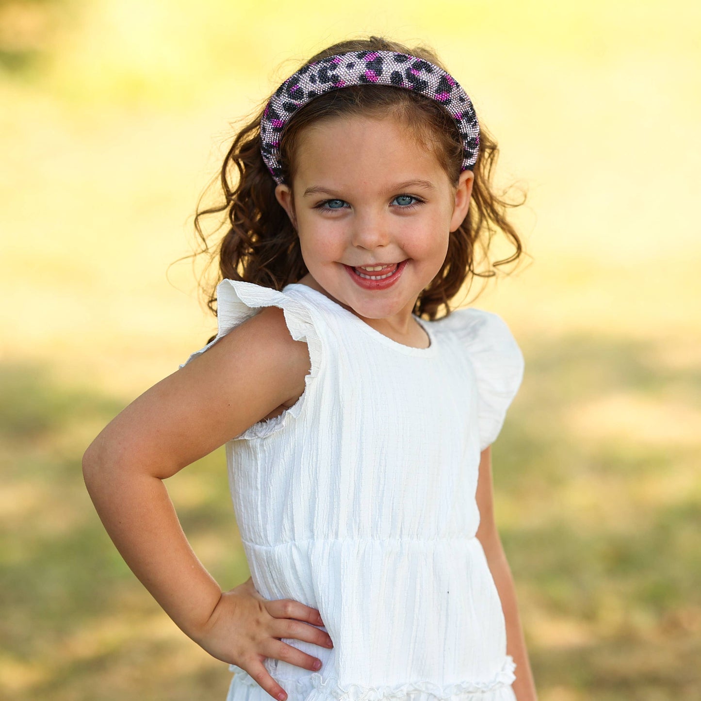 Girl's Purple Leopard Rhinestone Headband