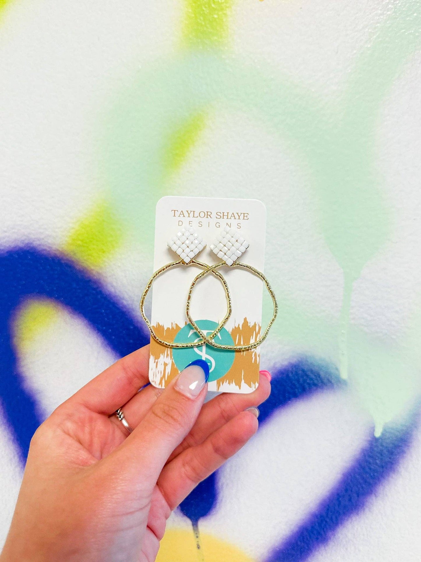 Jessie Hoop Earrings in White