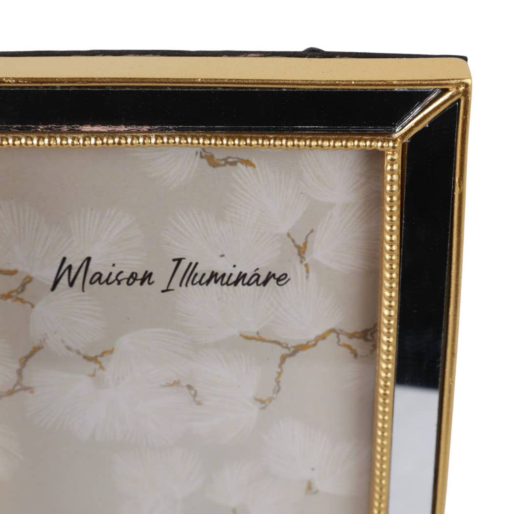Gold 4x6 in. Resin Photo Frame with Mirrored Beaded Border