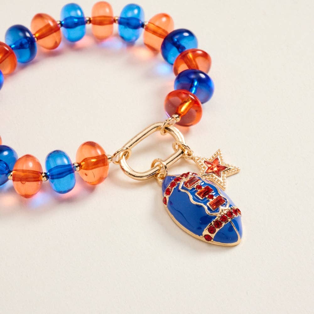 Red & Blue Football Star Beaded Bracelet