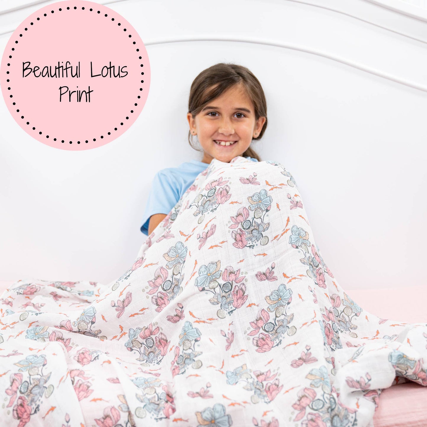 Little Lotus Bloom Muslin Swaddle Blanket
