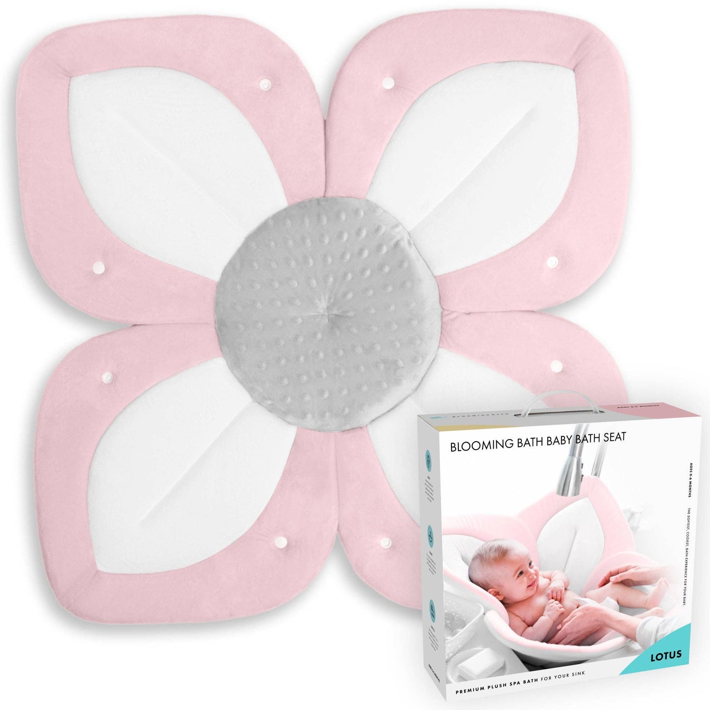 Pink/Gray Lotus Baby Bath Seat