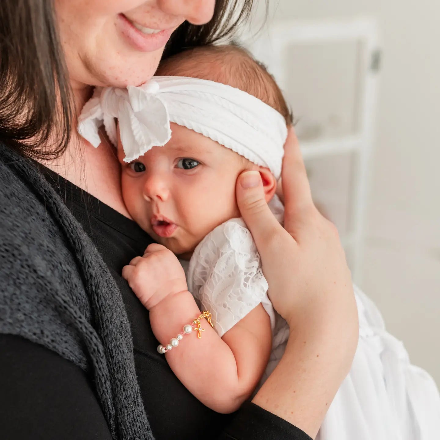 Madison 14K Gold & Pink Cross Baby Bracelet