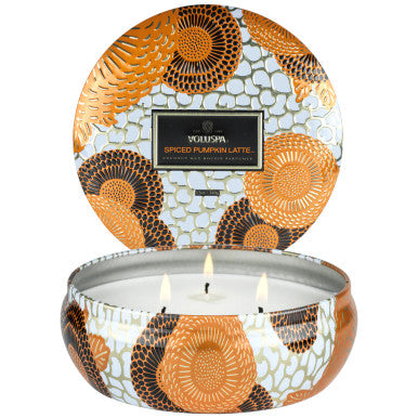 Voluspa Spiced Pumpkin Latte 3 Wick Tin Candle