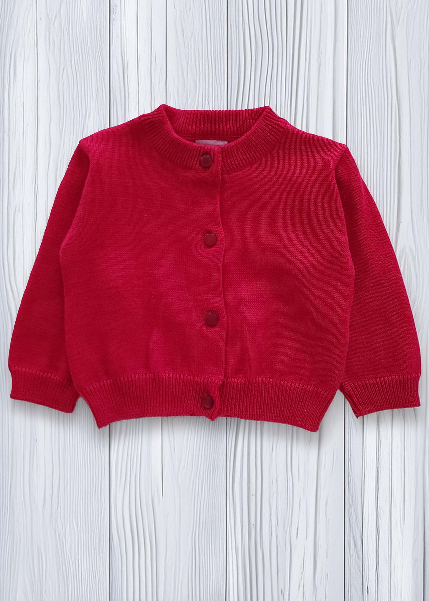 Children's Red Crewneck Cardigan
