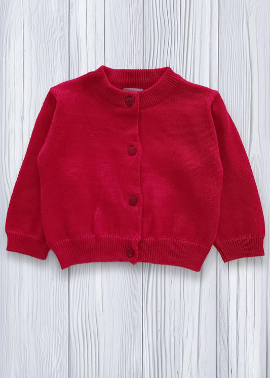 Children's Red Crewneck Cardigan
