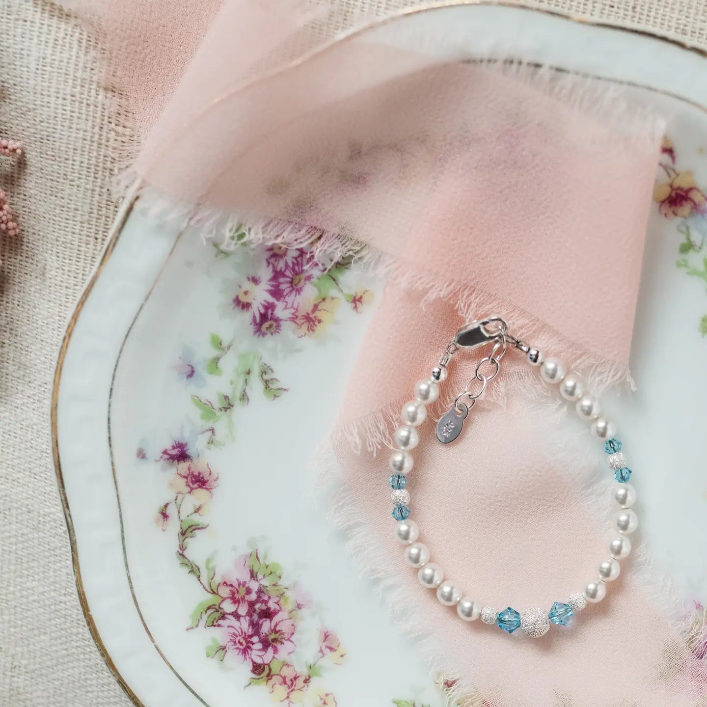 Kora Silver & Blue Pearl Bracelet