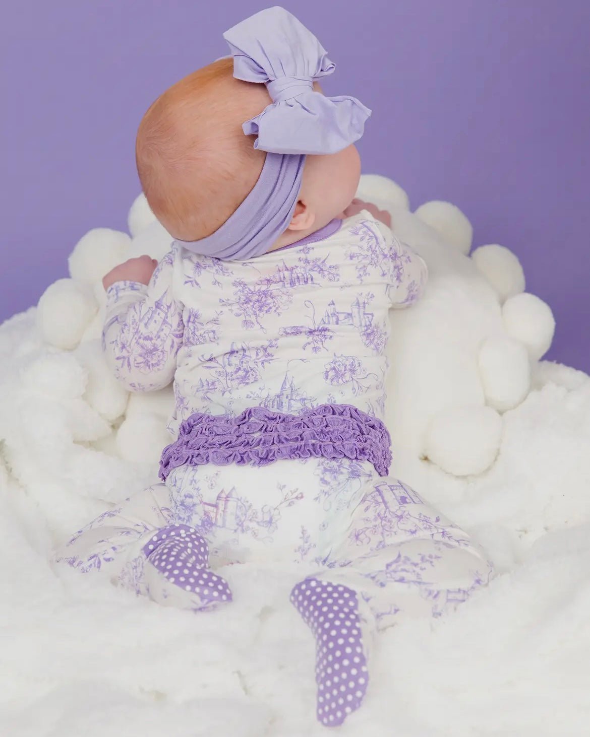 Purple Princess Castle Toile Footie Pajamas