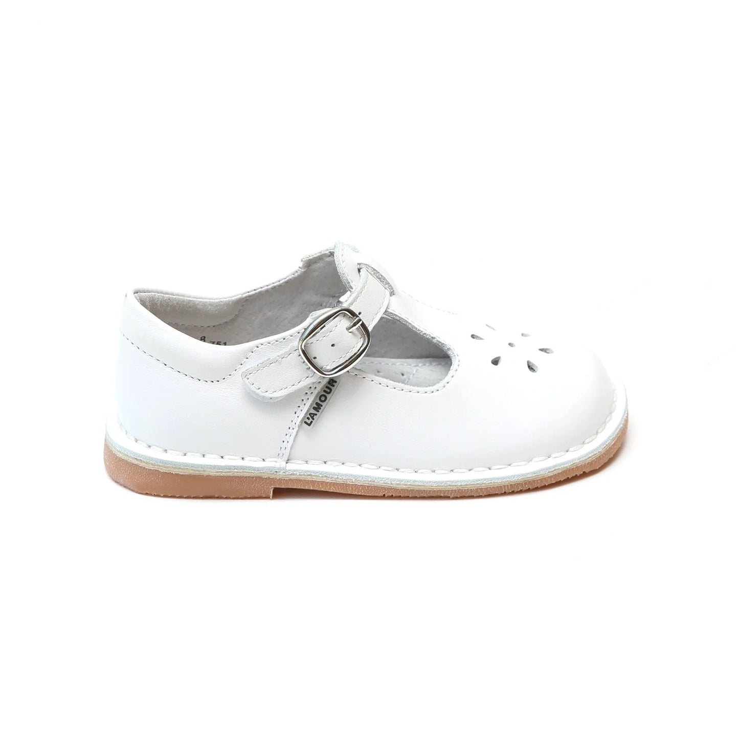 White Joy Classic Leather T-Strap Mary Jane