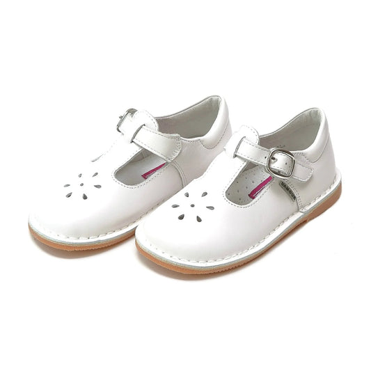 White Joy Classic Leather T-Strap Mary Jane