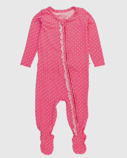 Hot Pink Hearts Footie Pajamas