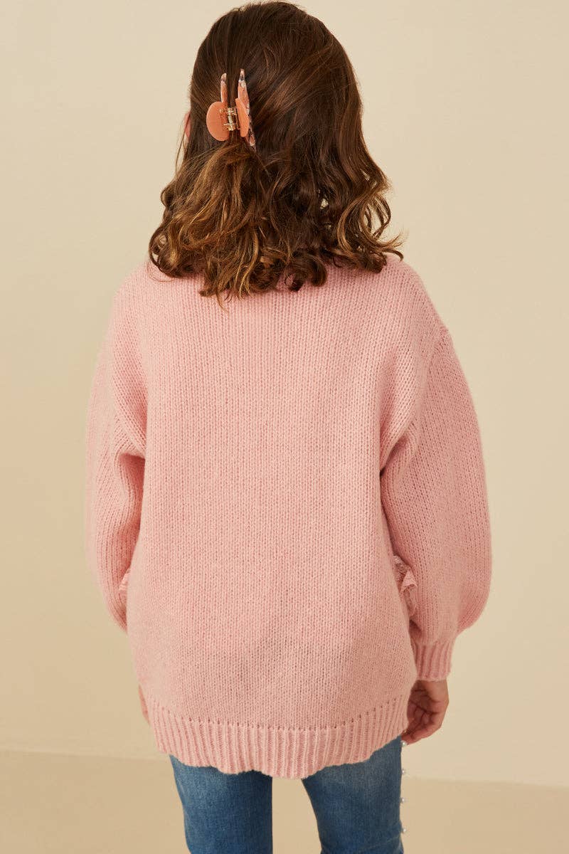 Girls Cream Lace Detail Cardigan