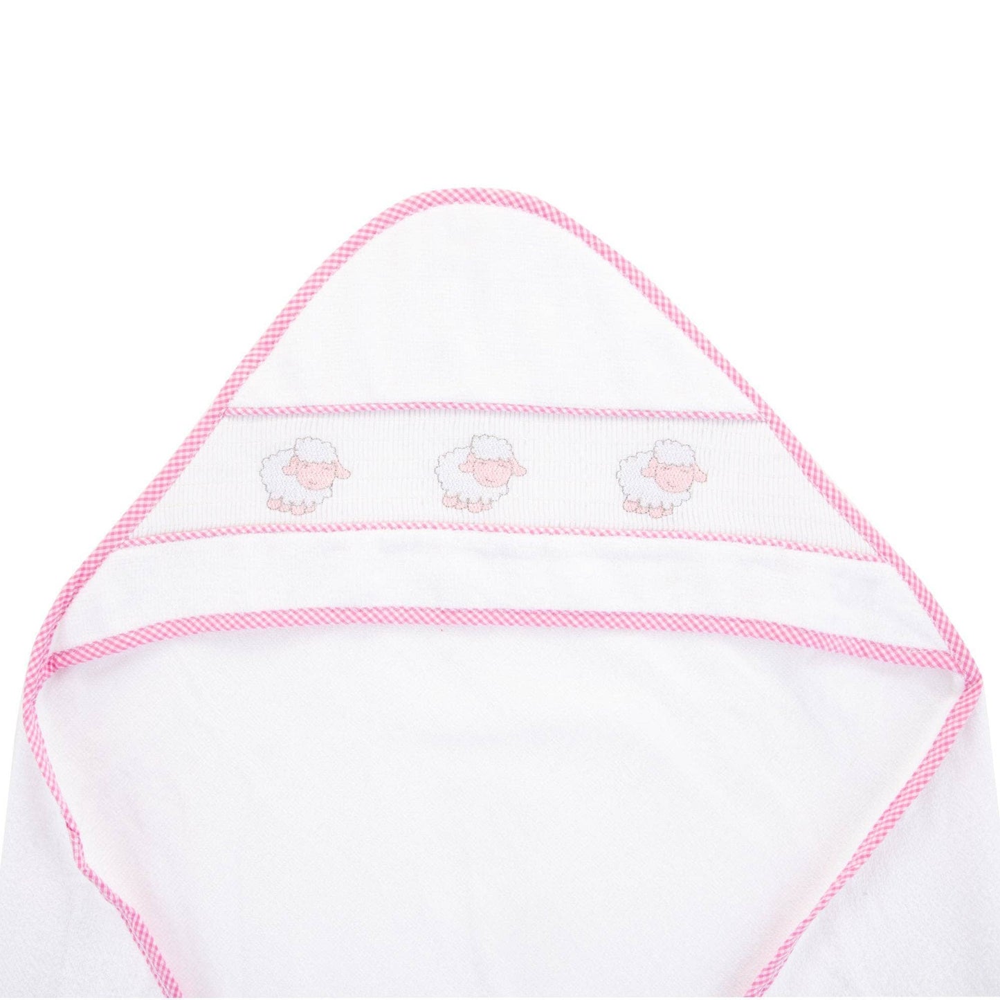 Pink Lamb Smocked Hooded Towel
