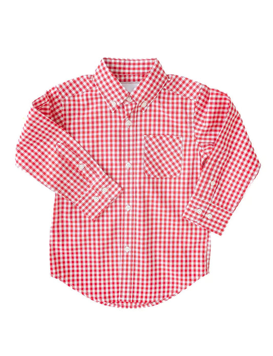 Trey Red Gingham Button Up Shirt