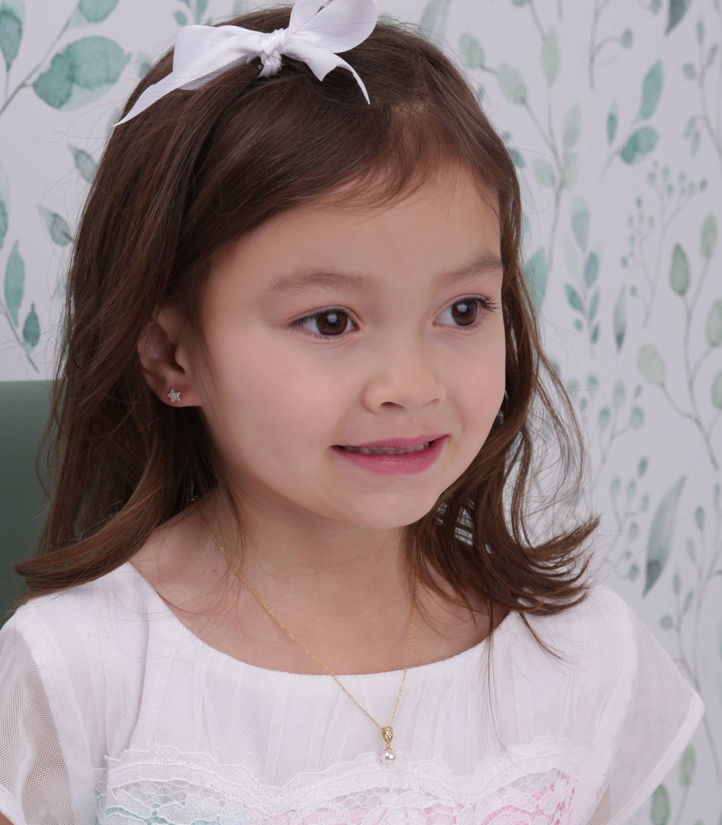 Girls 14K Gold-Plated White Pearl Pendant Necklace