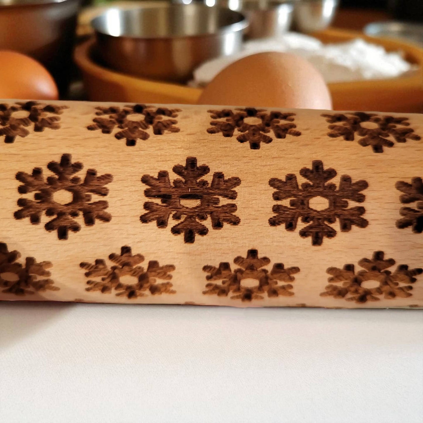 Reindeer Pattern Wood Rolling Pin