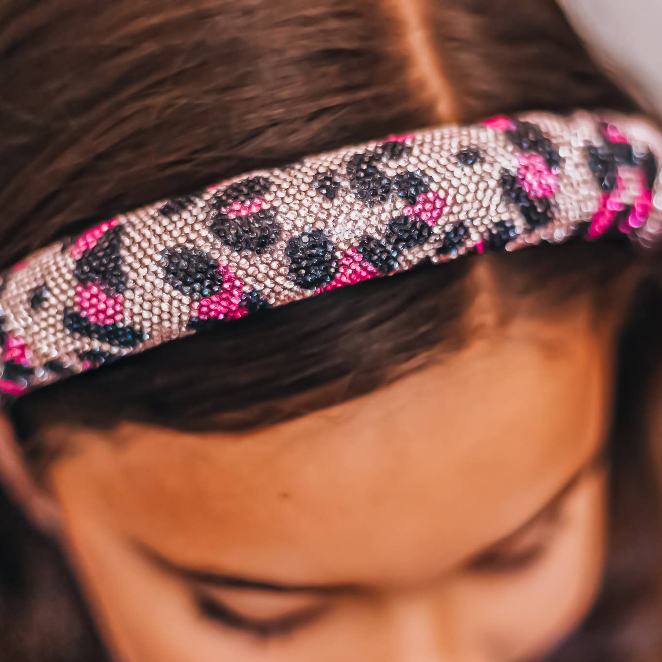 Girl's Purple Leopard Rhinestone Headband