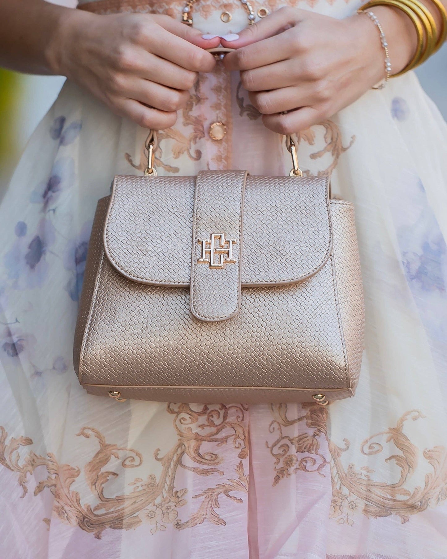 Tucker Handbag - Woven Gold