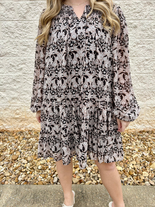 Night To Remember Black Printed Dress