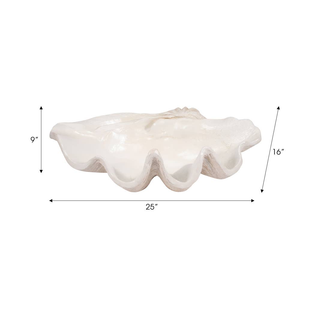 Ivory Polyresin Pearlized Clam Shell - 25 in.