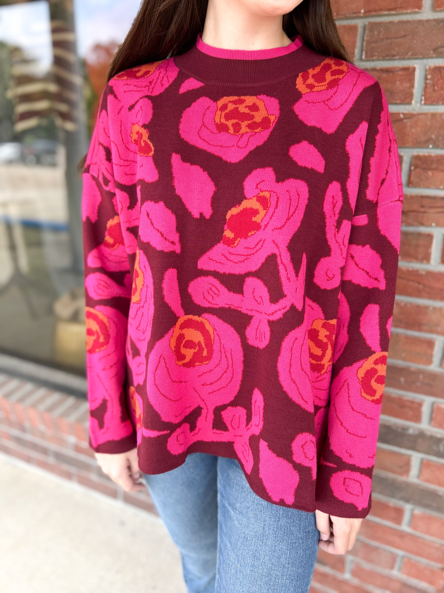 Heart On The Line Floral Sweater