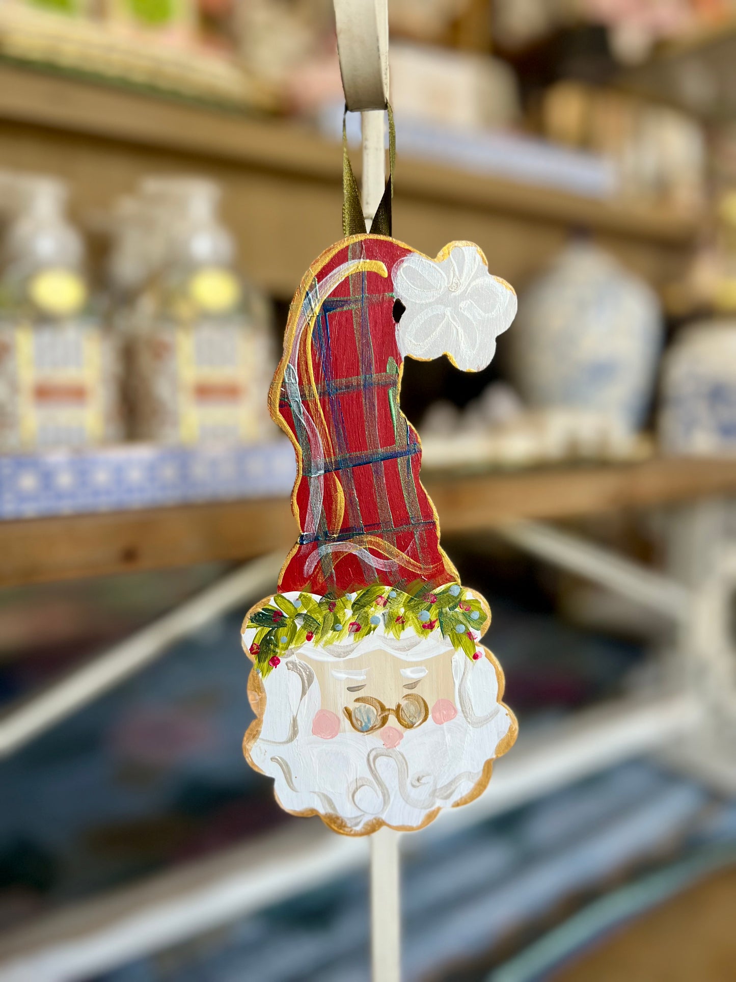 BB Fulton Plaid Santa Ornament