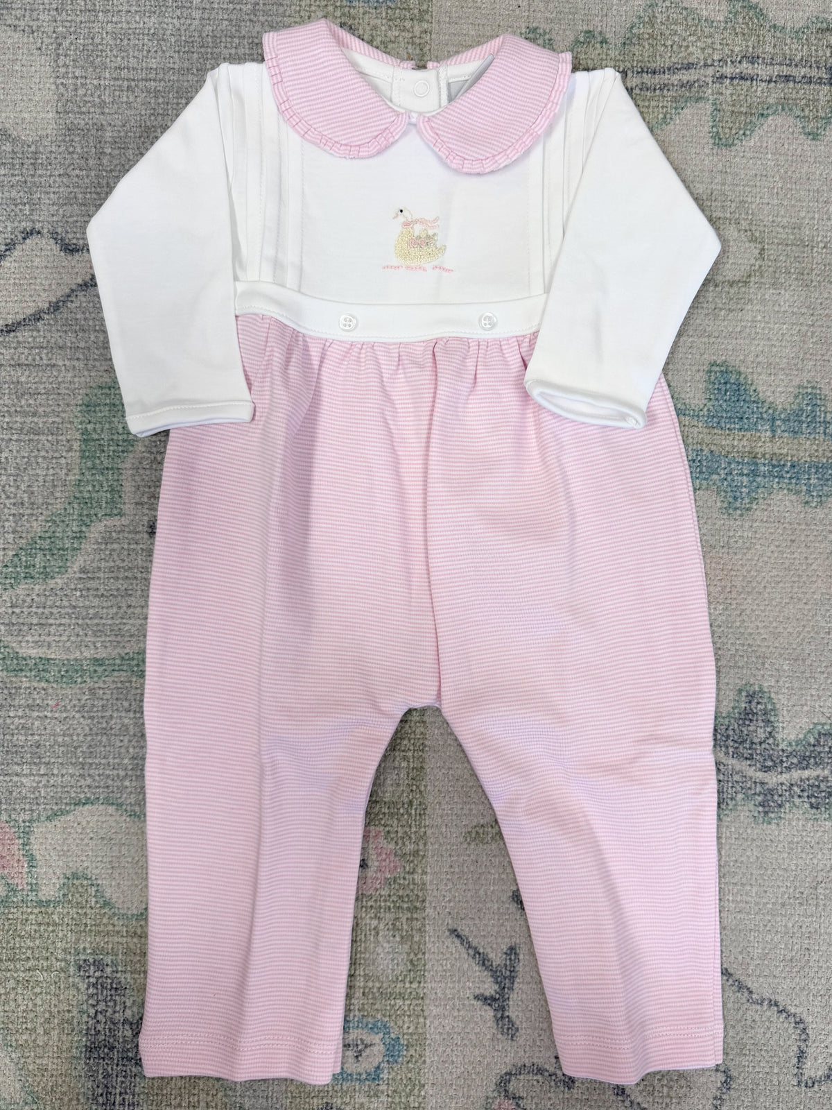 Rosey Embroidered Swan Pink Ruffle Longall