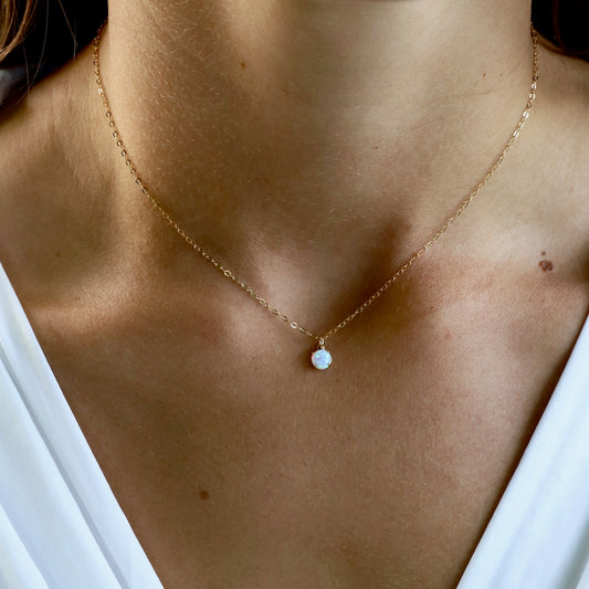 Round Opal Drop Necklace