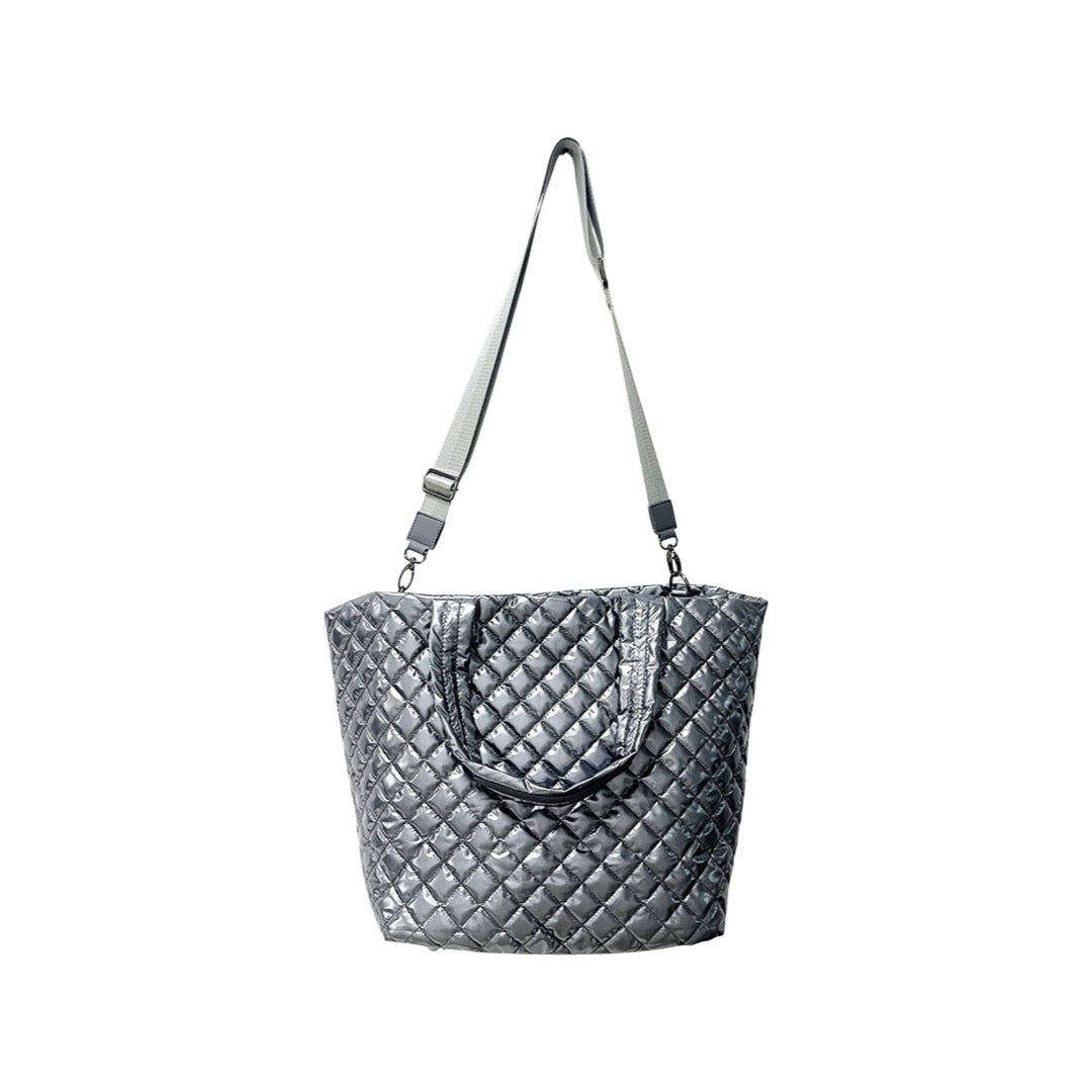 Debra Diamond Gunmetal Patent Tote