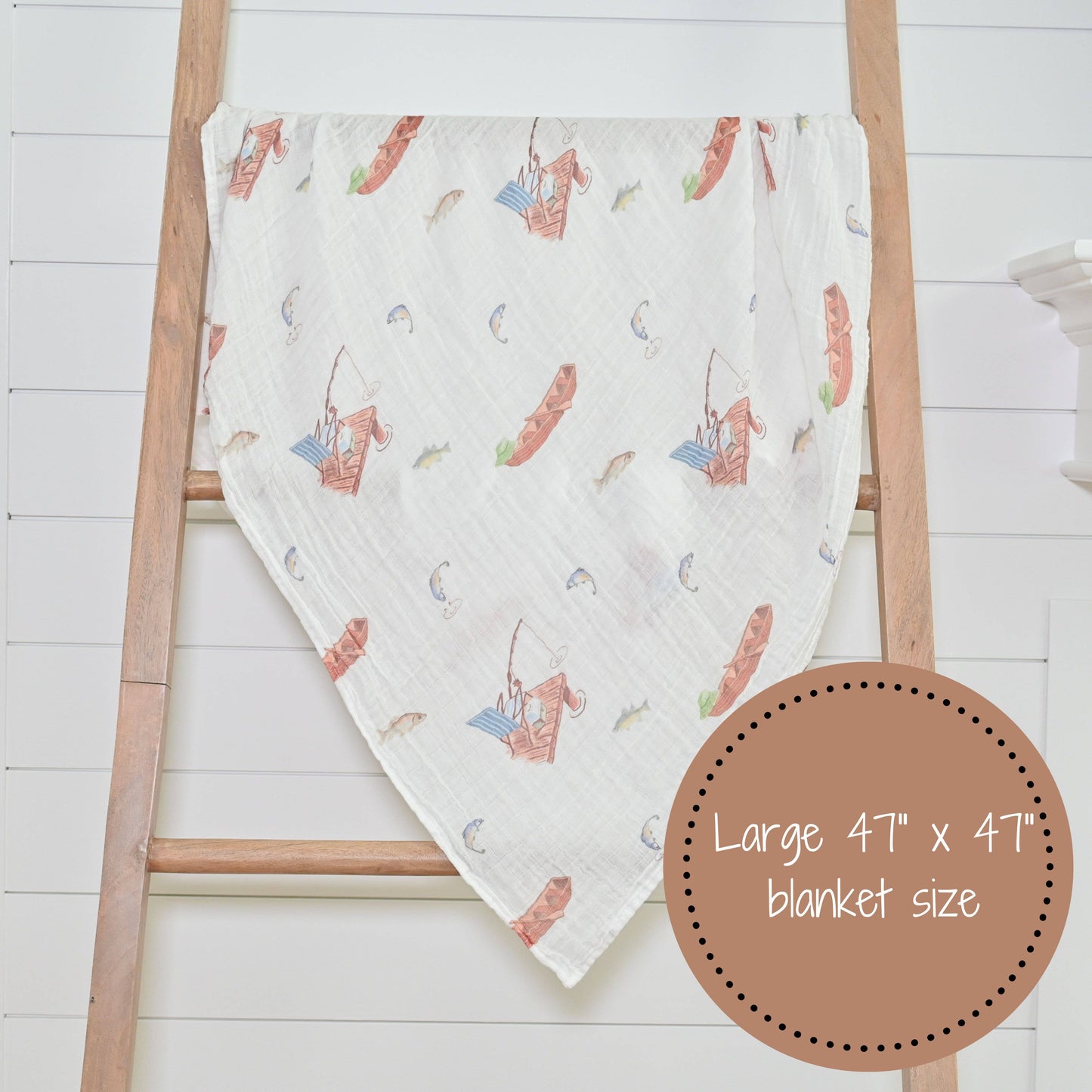Gone Fishing Muslin Swaddle Blanket