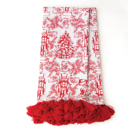 Red Nutcracker Toile Kitchen Towel