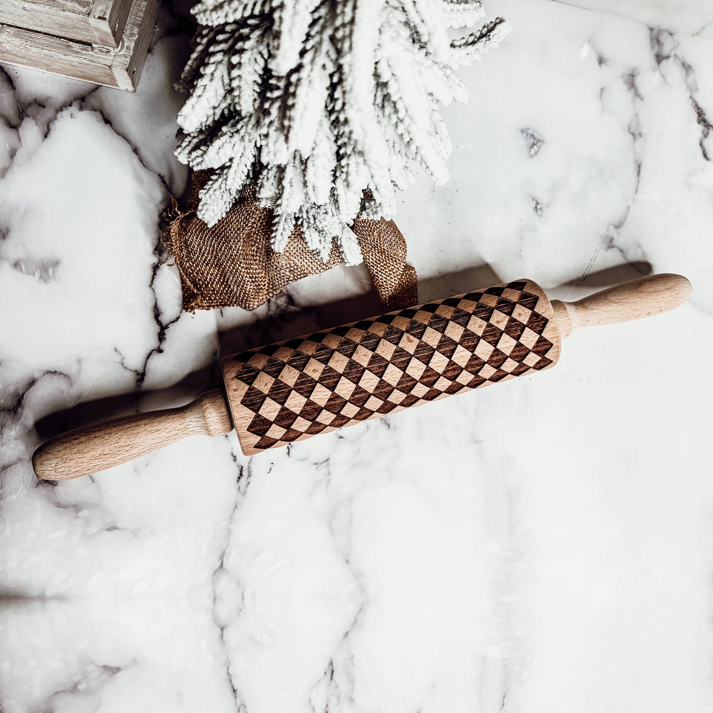 Christmas Trees Pattern Wood Rolling Pin