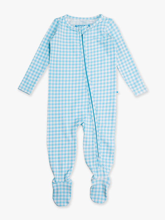 Cotton Modal Blue Breeze Gingham Footie Sleeper