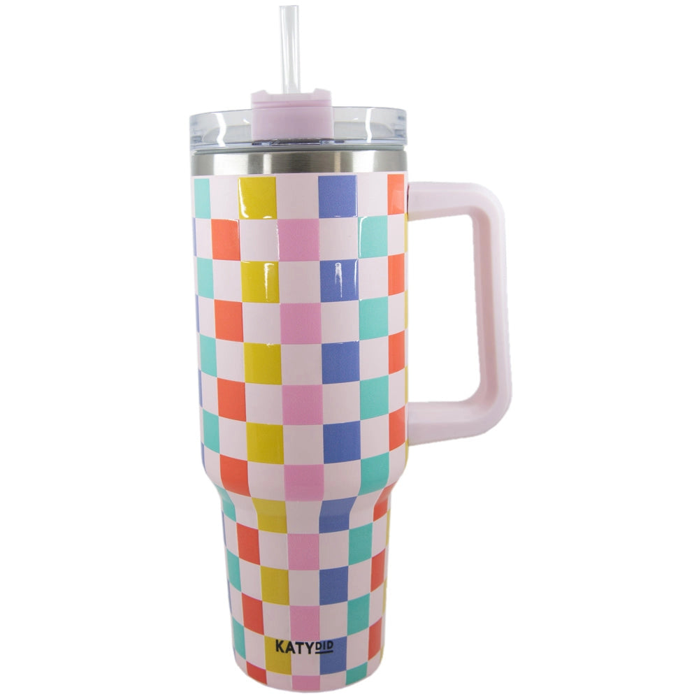 Multicolor Checkered Tumbler With Handle