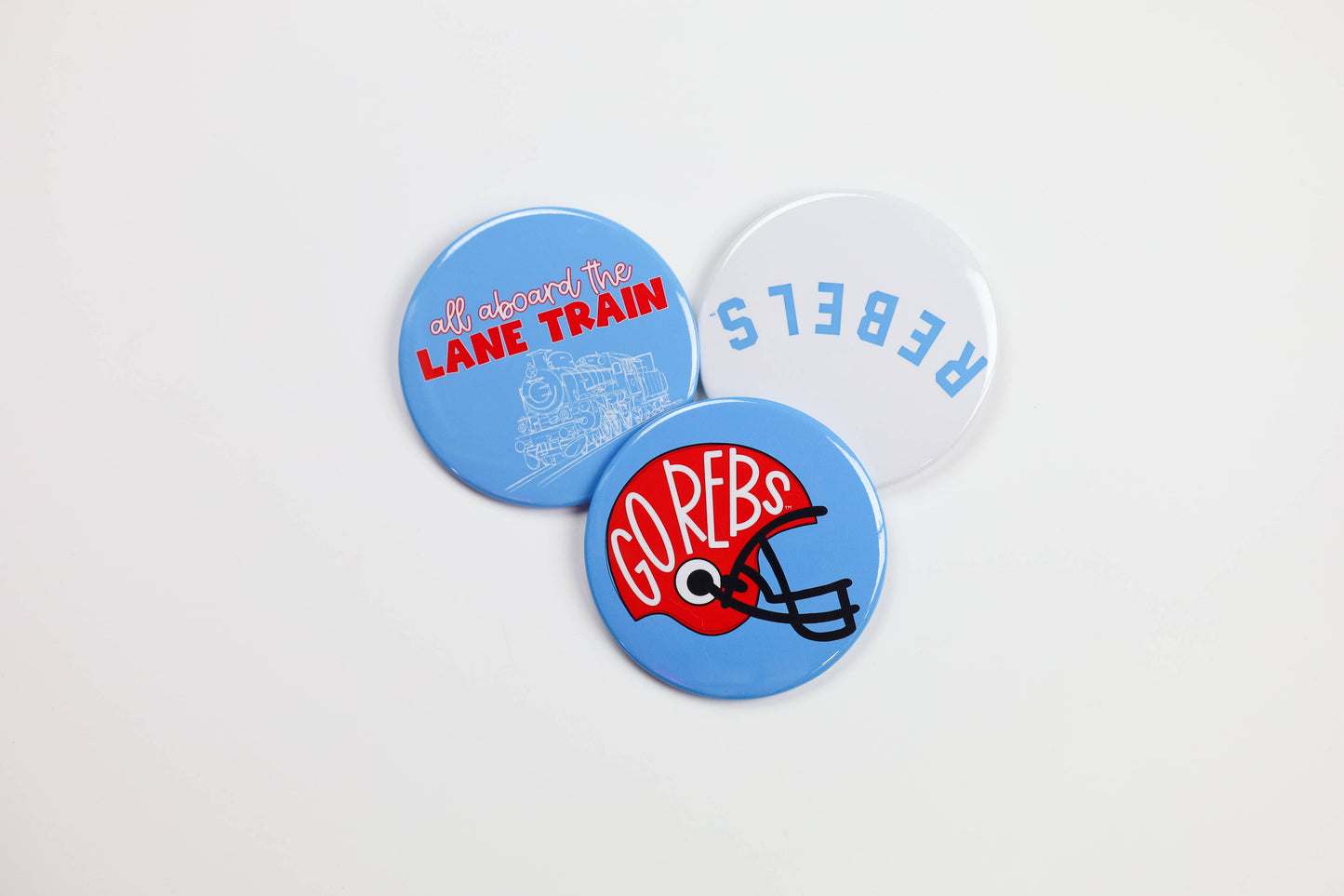 Ole Miss Game Day Buttons | Gameday Pins | College Football: GO REBS HELMET
