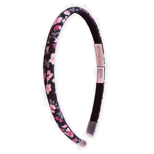 Girl's Black Thin Floral Headband