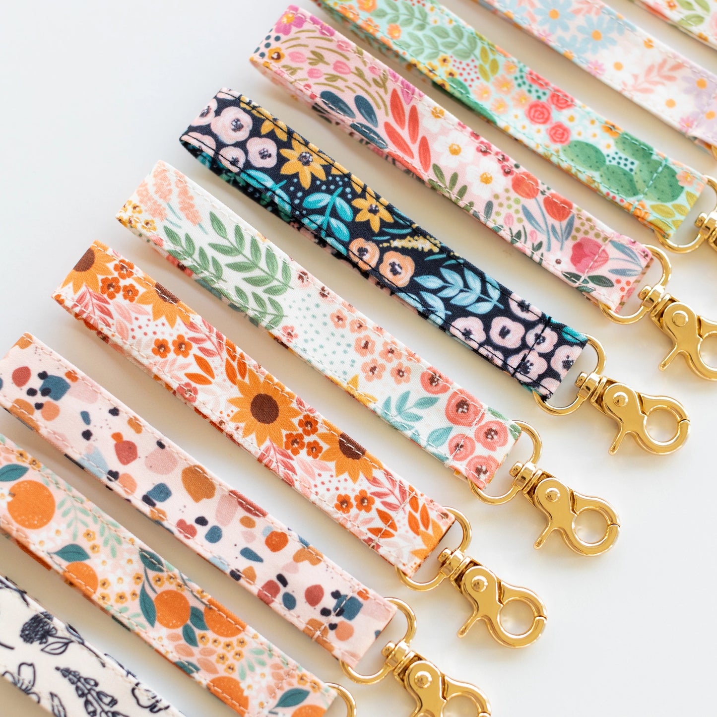 Pressed Floral Wristlet Keychain