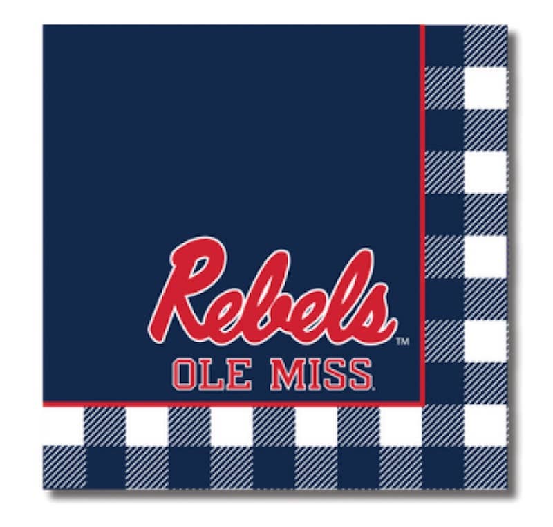 Ole Miss Blue Gingham Cocktail Napkins