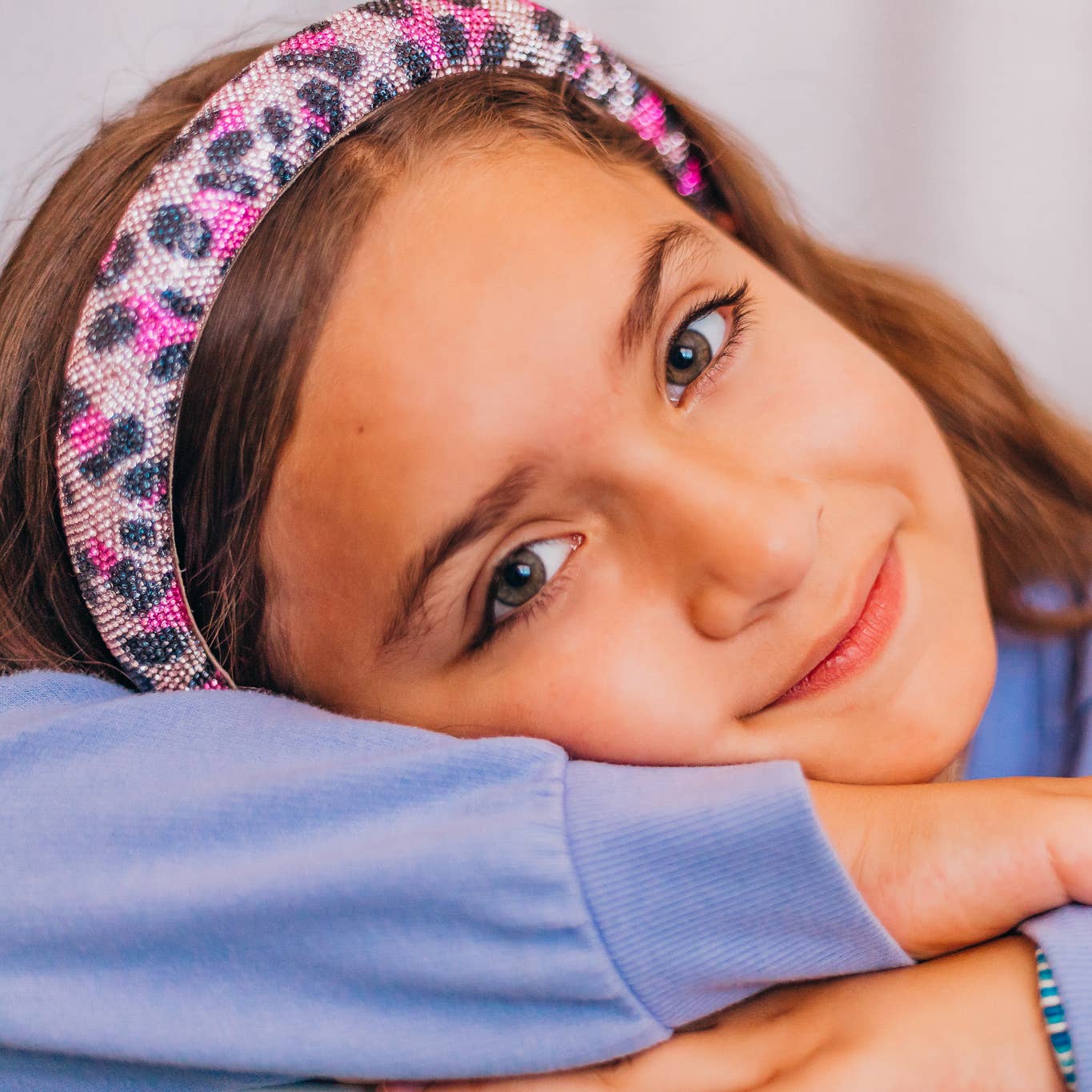 Girl's Purple Leopard Rhinestone Headband