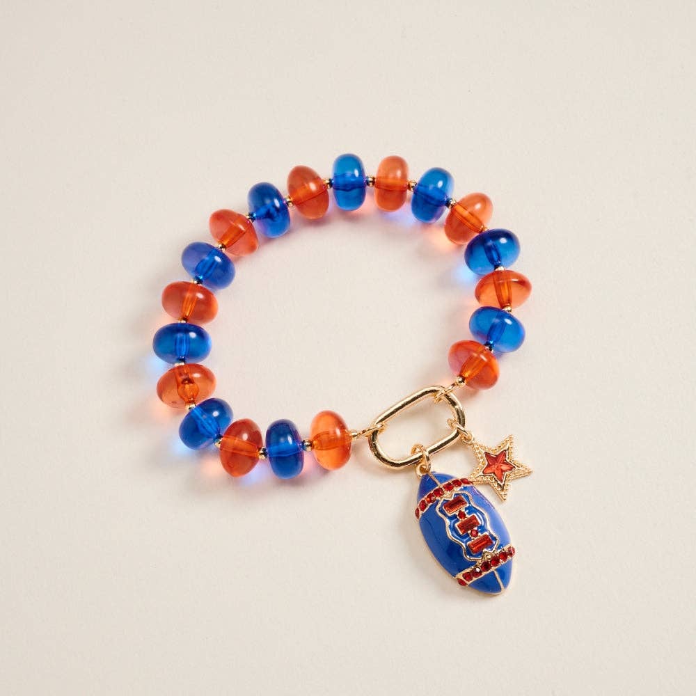 Red & Blue Football Star Beaded Bracelet