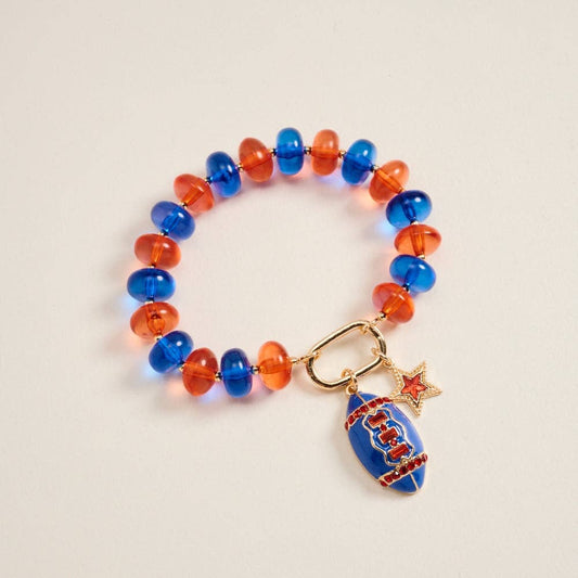 Red & Blue Football Star Beaded Bracelet
