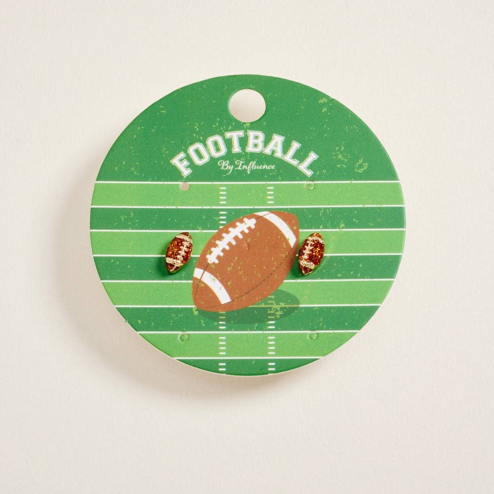 Glitter Football Game Day Post Earrings