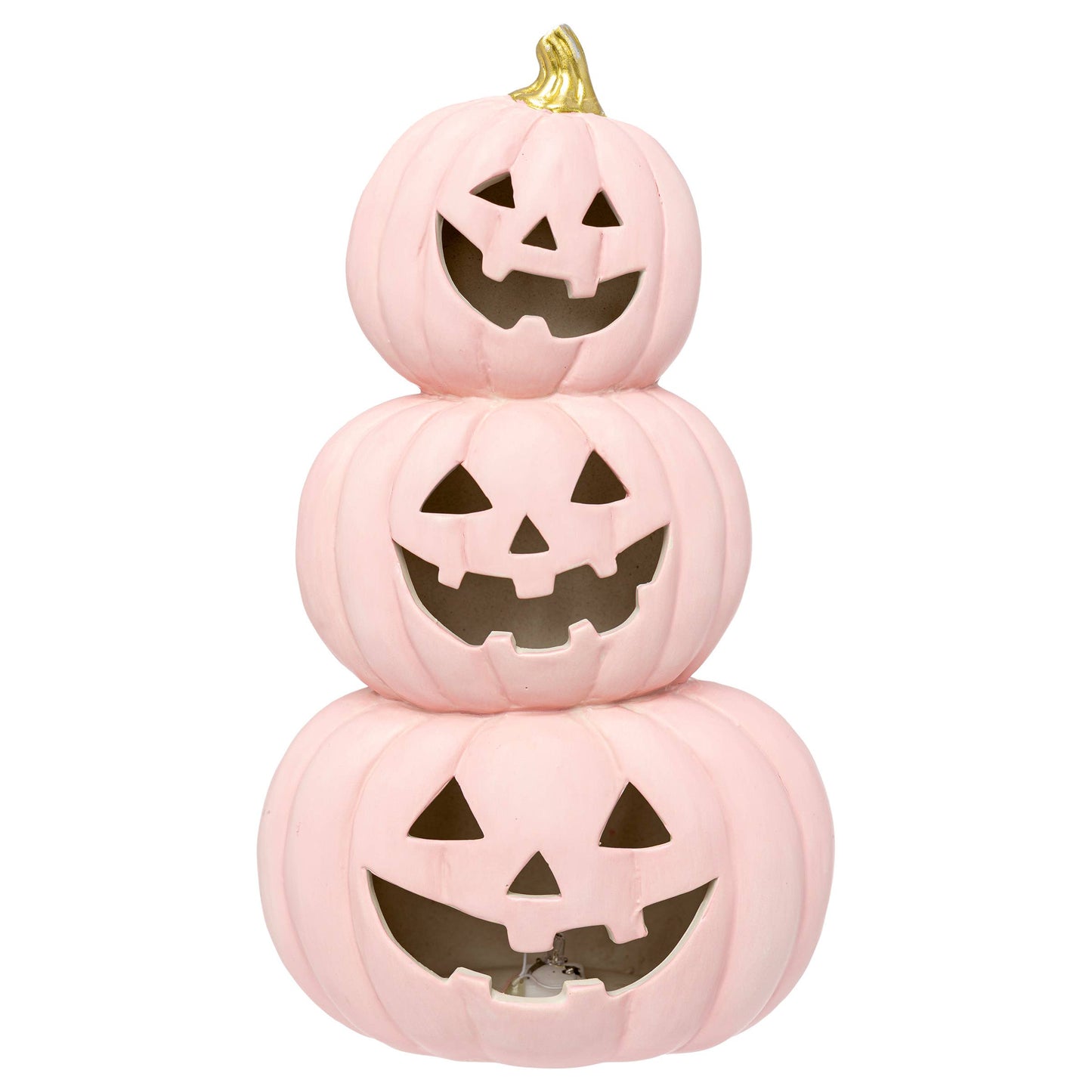 10.5" Pink LED Stacked Jack-O-Lanterns