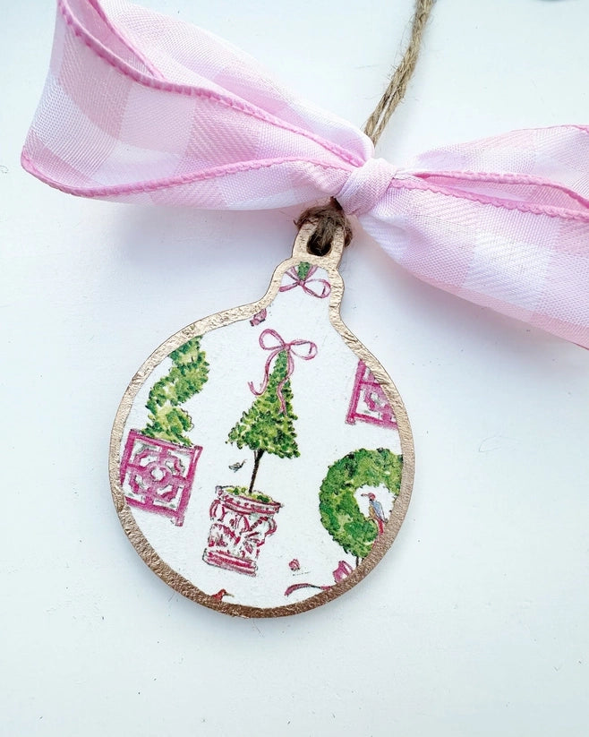 Pink Chinoiserie Topiary Bauble Ornament