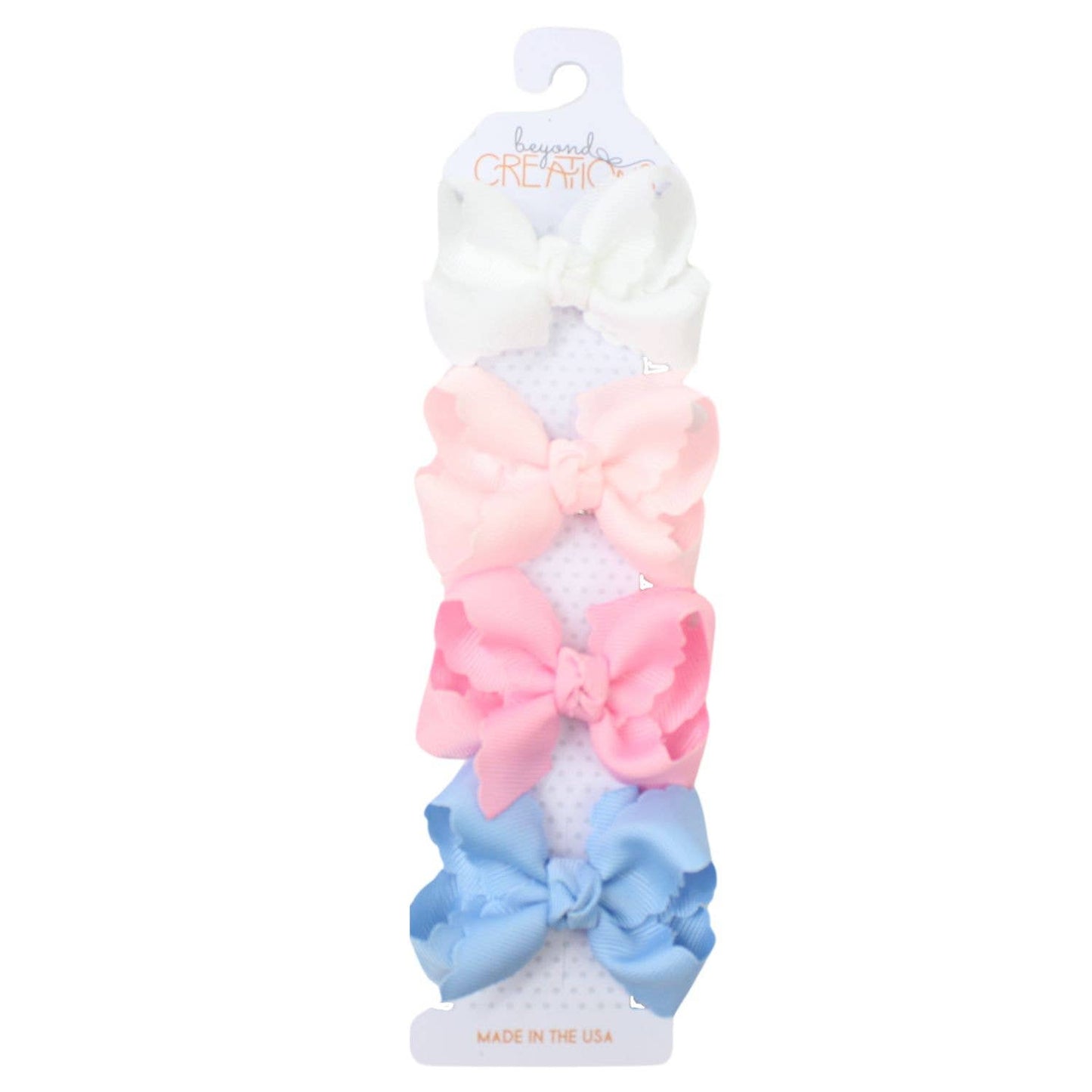 3" Small Scalloped Edge Hair Bow: Pastel 4 Pack