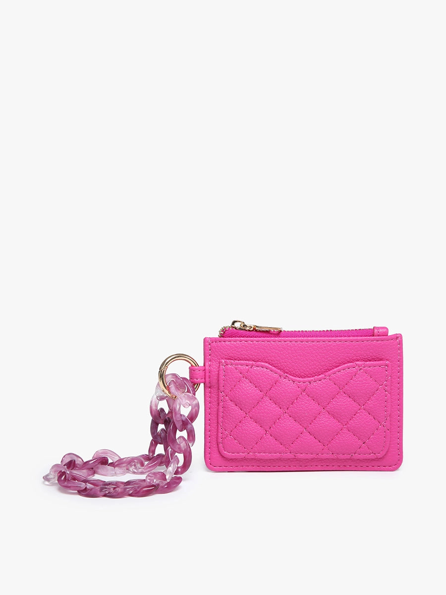 Fuchsia Rhodes Quilted Chain Wristlet Wallet