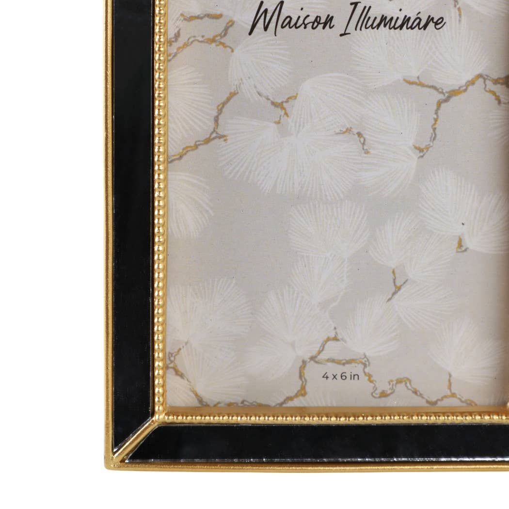 Gold 4x6 in. Resin Photo Frame with Mirrored Beaded Border